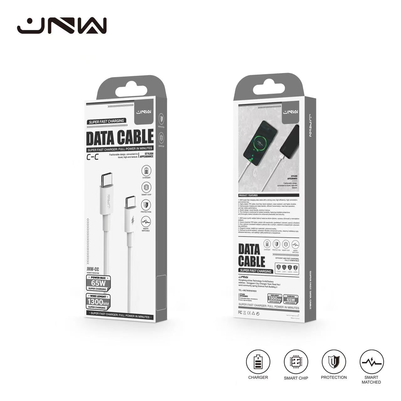 JNW Cable USB C-C 65W 1300mm