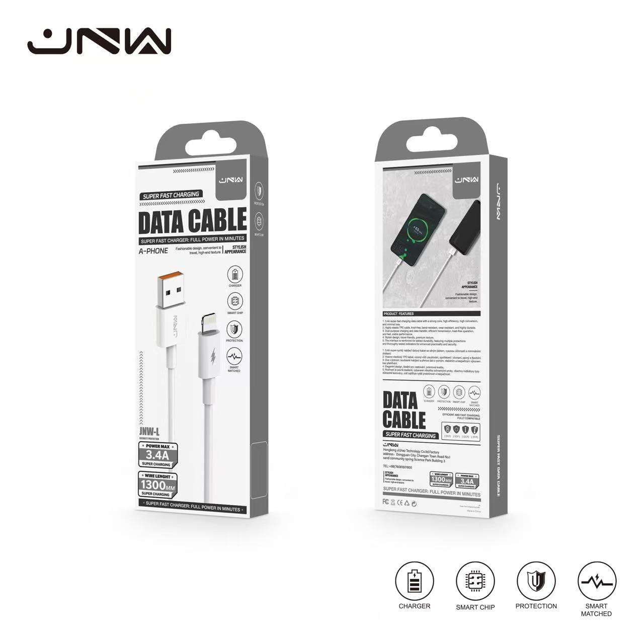 JNW Cable USB A-L 3.4A 1300mm