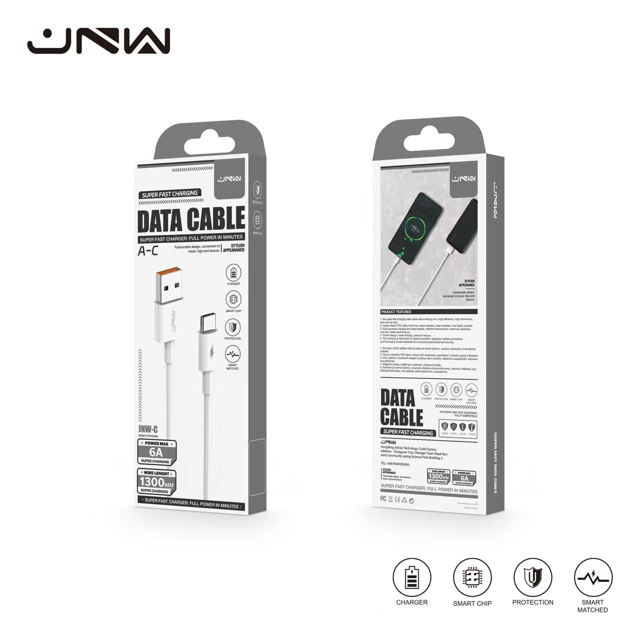 JNW Cable USB A-C 6A 1300mm