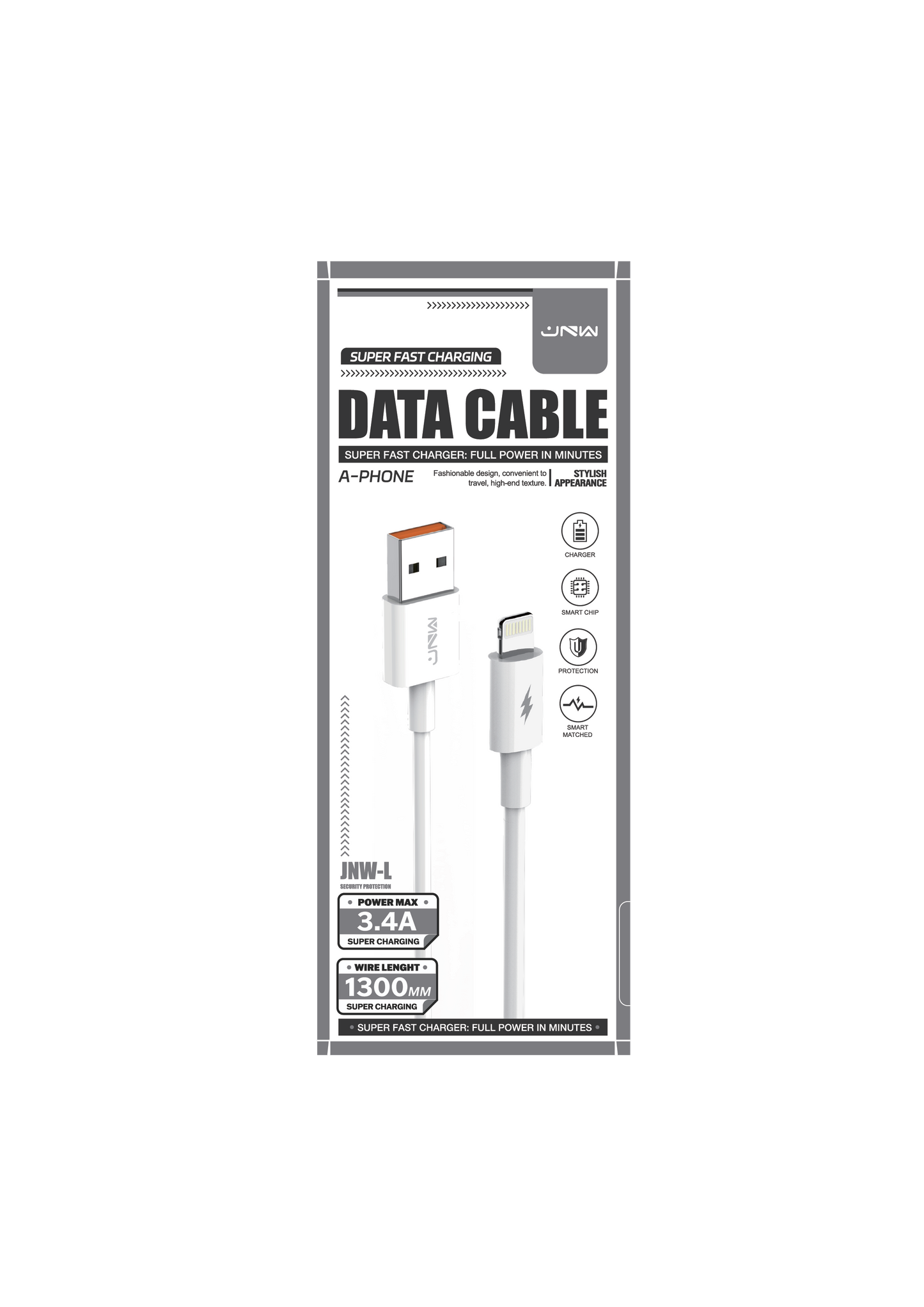 JNW Cable USB A-L 3.4A 1300mm
